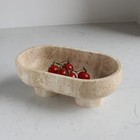 Natural Oval Travertine Fruit Bowl For Kitchen Counter 10   Large 10 Inches