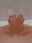 Le Smith The Twins Pink Satin Depression Glass Powder Jar Art Deco