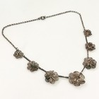 Antique 800 Silver Filigree Flower Intricate Detail Floral Necklace 17 