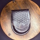 Aker 500 Handcuff Case  Leather Black Basket Weave Round
