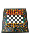 Handcrafted -  Handpainted  Uzbek Chess Set - Images Of Birds   Pomegranates