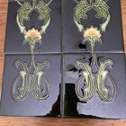 10 Ornate Reproduction Majolica Floral Art Nouveau Ceramic Fireplace Tiles