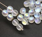 Frosted Clear Czech Glass Beads Round Ab Finish 6mm