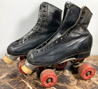 Chicago Hyde Vintage Black Leather Roller Skates 77g Fo-mac Wheels Sz 3 Plate