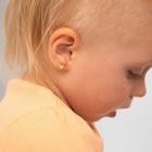 14k Gold Diamond Cut Heart Toddler   Kids   Girls Earrings Safety Screw Back