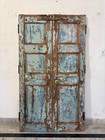 Antique Reclaimed Wooden Double Door  Rustic Distressed Blue Door Panels Vintage