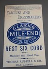 Antique Victorian Advertising Trade Card Clark s Spool Cotton Mile End Thread
