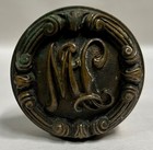  2  Vtg Antique Brass bronze Monogram Ornate Victorian Door Knob Hardware  a25 