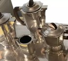 French Art Deco 1930 Coffee Tea Set Service Silver Plate Lanel Christofle Era