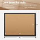 24x36 Cork Board With Wooden Frame  Hanging Pins For Office Home Brown