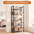 5 Tiers Bookcase  Heavy Durty Bookshelf Storage Organizer  Tall Display Shelves