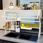 Kitchen Storage Cabinet Over Sink Dish Drying Rack Organizer Holder Dust-proof