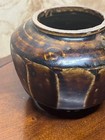 Korean Joseon Candy Glazed Beveled Vase Ceramic Pot Antique Blue Brown 10 5cm