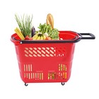 9 2gal 6pcs Red Shopping Carts With Wheels And Handle In Supermarkets Portable