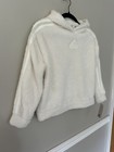 Adidas Girl   s Off White Cozy Sherpa Fleece Faux Fur  Logo Pullover Hoodie L14