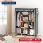 Vtrin Portable Closet Wardrobe For Hanging Clothes With 2 Hanging Rods And 8 Sto