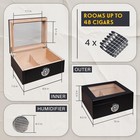 Glass Top Cigar Humidor Box With Hygrometer Desktop Humidifier Wood Cigar Case