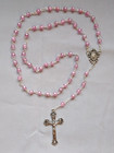 Pink Catholic Christian Rosary Prayer Beads Miraculous Medal 6mm Glass 20  L