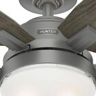Hunter Fan 52 In Contemporary Matte Silver Ceiling Fan With Pull Chain And Light