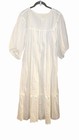 Vtg 70s White Cotton Gauze Lace Embroidered Trim Ruffle Midi Dress M Boho Hippie