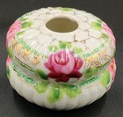 Vtg Hand Painted Porcelain Hair Receiver