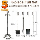   5 Pieces Fireplace Tools Sets Wrought Iron Fireplace Set Antique Brass