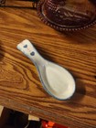 Vintage Cottagecore Handpainted Ceramic Spoon Rest Blue Hearts Beige Coquette