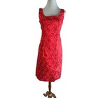 Vintage 1960s Red Lace Bombshell Wiggle Cocktail Dress W  Matching Jacket M