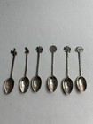 Vintage 925 Sterling Silver Mexico Aztec Souvenir Spoon Set Of 6 Demitasse