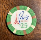 Paris Las Vegas Green  25 Casino Chip - Las Vegas Nevada Casino Gaming Token 