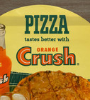 Orange Crush Advertising Sign Paper Sign Sticker Pizza Soda 1960 s