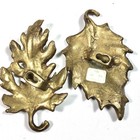 2 Vintage Brass Decorative Leaves Wall Hanging Metal 5x4    1995 Home Decor