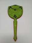 Vintage Vanity Handheld Mirror Bakelite Green Jade   Black Marblized