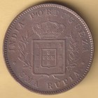 Portuguese India Goa 1881 Ludovicus I Uma Rupia Rare Silver Coin