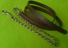 Nice Quality Double Stitched Top Grain Leather Show Halter Lead Rope 8 4 w chain