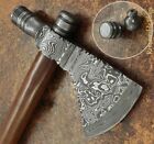 Custom Handmade Rare Pipe Tomahawk Axe Hatchet Damascus Steel With Arc Sheath