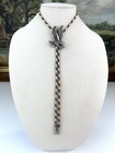 Vintage 80s Diamond Cut Silver Pewter Bald Eagle Western Bolo Tie