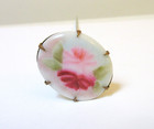 Antique Porcelain Hatpin Pink Roses