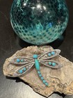 The Prettiest Lee Charley Navajo Vintage Dragonfly Pin In Sterling   Turquoise  