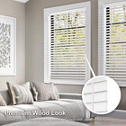 White Cordless Room Darkening Faux Wood Window Blinds With 2 In  Slats  16 In  W
