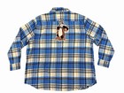 Angry Minnow Flannel Shirt Mens Xxxl Blue Plaid Button Up Hamms Beer Patch