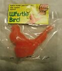  Vintage Red Plastic Toy Singing Water Whistle Bird New Old Store Stock