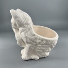 Vintage Hand Painted Kitty Cat Ceramic Planter Mother Holding  Kitten In Mouth