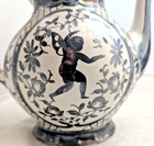 Richard Ginori   Vtg Tea   Coffee Pot Set Silver Black Luster Cupid Floral