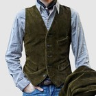 Winter Men s Vintage Corduroy Suit Vests Fashion Slim Single-breasted Business