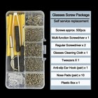 500 Pcs Eyeglasses Sunglass Repair Tool Kits With Screws Nose Pads Screwdriver