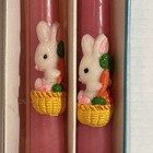 Easter Bunny Rabbit Taper Pair Of 10    Candles Embossed Pink Spring Vintage Nos