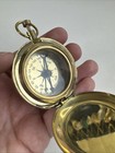 Nautical Vintage Compass Brass Pocket Compass With Lid Gold Tone