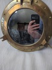 Antique Solid Brass Salvaged Ships Porthole Mirror window 11x11 Original 