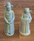 Vintage Estate Celedon Green  Korean  Wedding Couple Porcelain Figures  9 5  H  